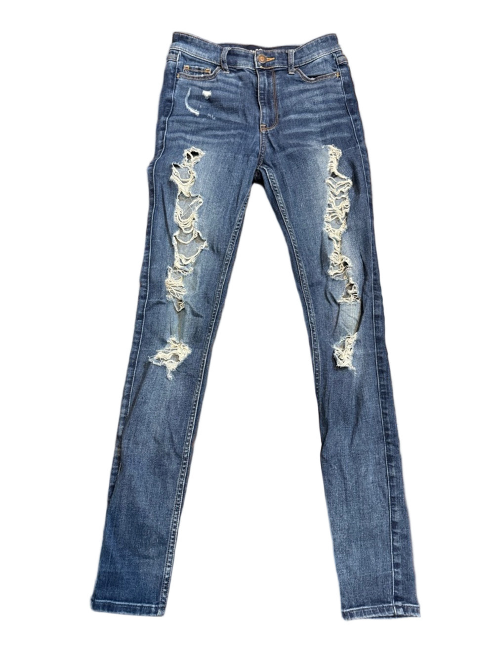 Hollister Dark Blue Distressed High-Rise Super Skinny Jeans Size 24X30